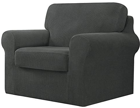 CZADMXP Sofabezug Sofahusse Mit Separaten Rückenlehnenbezug Und Sitzkissenbezug, Couchbezug Sofa Überwürfe Schonbezug Stretchhusse Für Sofa (Dunkelgrau,1 sitzer)