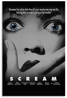 ELedvb Filmposter Scream – 1996 Leinwand-Poster, dekoratives Gemälde, Leinwand-Wandposter und Kunstdruck, modernes Familienschlafzimmer-Dekor-Poster, 20 x 30 cm