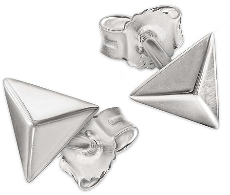 CLEVER SCHMUCK Ohrringe Dreieck Silber 6 mm 925 Sterling Silber Damenohrstecker im Schmucketui creme