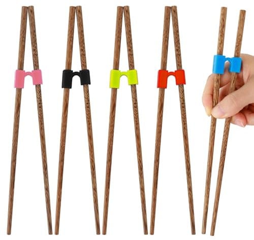 5 Pairs Reusable Chopstick Helpers Non-Slippery Training Chopstick Training Chopsticks for Adults Non-Slip and Portable Practice Chopsticks Heat Resistant Chopsticks Holder with Clip for Beginners