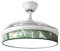 Abrila - Ventilador DC MODA | Color Blanco con tres Aspas Desplegables ABS y Difusor de Hoja Verde | 6 Velocidades Ajustables | 3 Temperaturas de Luz | con Temporizador y Mando a Distancia Incluido