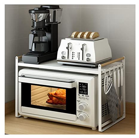 Estante de almacenamiento para microondas, soporte para horno microondas, estante para tostadora, estante organizador de especias para almacenamiento de cocina, baño, placa de metal grande de 2