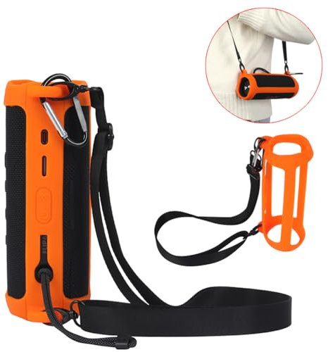 Coque de protection en silicone pour JBL Flip 6, housse de haut-parleur portable d'extérieur (orange)