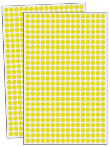 6000 Stück, 8mm Klebepunkte Runde Punktaufkleber Etiketten Markierungspunkte - Gelb