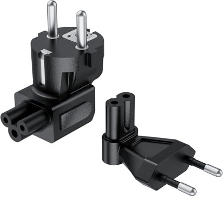 2 Stück Tragbar Euro Stromkabel Stecker Adapter, Gewinkelt IEC C7 auf Europa CEE7/16 Stecker Adapter + 90 Grad IEC C5 auf Europa CEE7/7 Stecker-Adapter, kompatibel mit MSOT-Kamera und Laptop-Netzteil