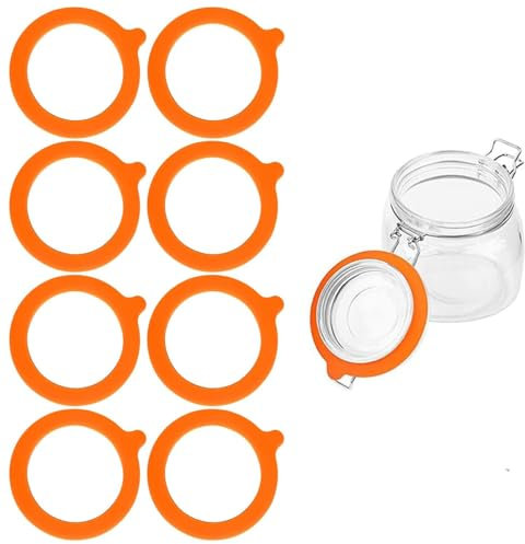 Set of 8 Standard Rubber Replacement Seals for Clip Top Preservation Storage Jars silicone seals Orang