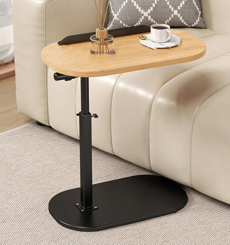 WLDOCA Beistelltisch, Sofatisch Zum Unterschieben, Höhenverstellbarer, um 360° Schwenkbarer TV-Tabletttisch, Couchtisch Klein für Kleine Räume, Getränketisch, Snacktisch,B