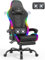 Devoko LED Gaming Chair with Footrest – Ergonomic Reclining Game Chair for Adults with Massage Lumbar Cushion, RGB Lights, High Back, Adjustable PC Gamer Chair, Black