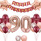 Burgund Rose Gold 90. Geburtstag Dekorationen, Riesige 90 Folienballon Geburtstag Deko für 90 Jahre alt Frau Mütter Großmütter Thematische Geburtstagsfeier Dekorationen
