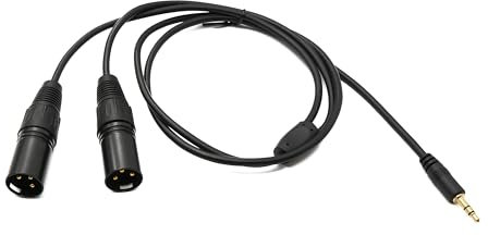 System-S Câble audio XLR Y - 100 cm - 3 broches - 2 fiches mâle vers jack AUX 3,5 mm - 3 broches TRS