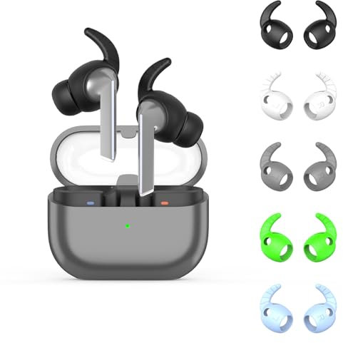 5 pares de fundas para auriculares compatibles con Galaxy Buds 3 Pro, almohadillas de silicona antideslizantes (negro/blanco/gris/azul claro/verde claro)