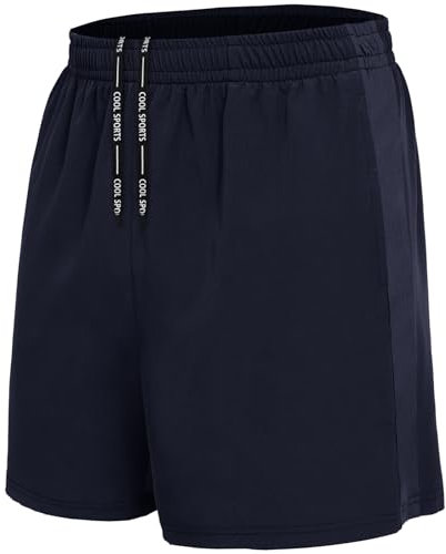 BOOJO Sporthose Herren Kurz Hosen Schnell Trocknend Sport Shorts mit Reißverschlusstasche Leicht Jogginghose Trainingshose(Dunkelblau,L)