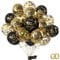 Yiran 90. Geburtstag Luftballons - Schwarz Gold Deko, 15 Stück - Happy Birthday Ballons mit Konfetti
