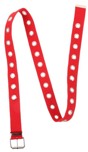 VALICLUD 1stück Canvas Gürtel Mit Lochmuster Verstellbarer Rock Taillengürtel Für Kleider Leicht Und Atmungsaktiv Passend Für Jeans Und Röcke Rot