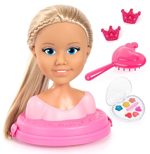 Bayer Design Charlene Top Model Schmink- und Frisierkopf | mit Haarklips und Bürste, Plattform, 21 cm
