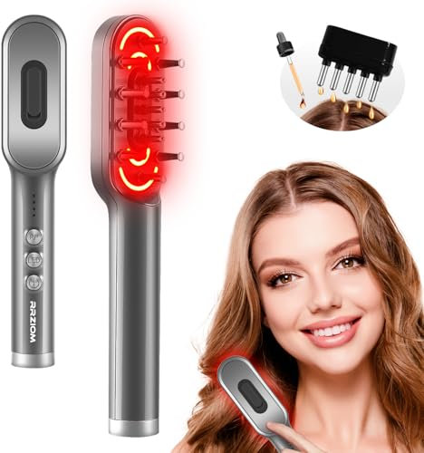 Kopfhaut Massagebürste, RRZIOM Rotlichttherapie Kopfmassagegerät für Haarausfall & haarwachstum, Scalp Massager mit Haaröl-Applikator für Kopfentspannung