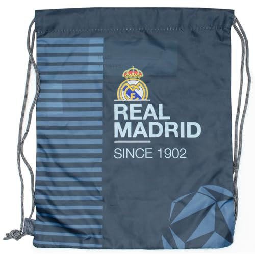 Bolsa Deportiva Infantil Real Madrid 26x32 cm | Diseño Oficial con Escudo del Club | Ideal para Niños de 5 a 12 Años | Ligera, Resistente y Práctica para Deporte, Escuela o Excursiones (SINCE 1902)