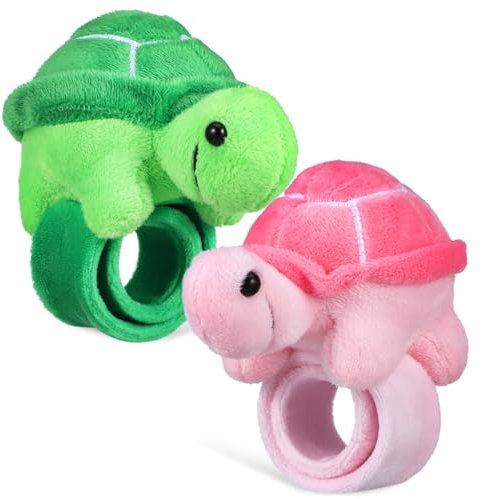 DECHOUS 2 Stück Schildkröten-Plüschpuppen-Sprengring Schlagarmband Kuscheltiere Slap-Armbänder Huggers armbänder für Snap-Armband Schildkröten-Schlagarmbänder