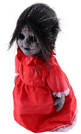 KONTONTY Halloween Sprachaktivierte Gruselige Geisterpuppe mit Leuchtenden Augen und Automatischem Gehen Horror Halloween Dekoration für Haunted House Party und Tricky Toy