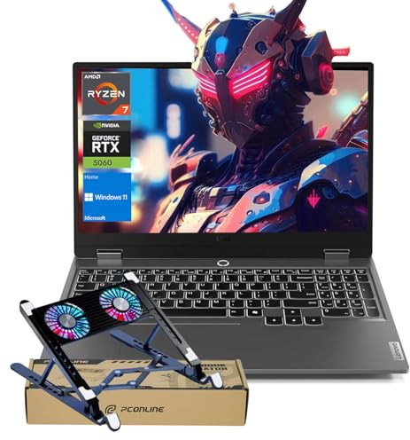 Lenovo LOQ RTX 5060 Gaming Laptop, 15.6 FHD 144Hz, AMD Ryzen 7 250, 32GB DDR5 RAM, 1TB PCIe M.2 SSD, Backlit Keyboard, Bundle with Laptop Cooler BDL, Wi-Fi 6, Windows 11 Home, Grey
