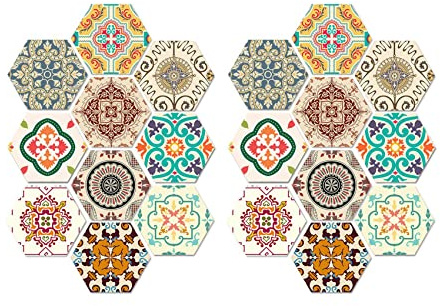 ISTOVO 20X Non-Slip Vinyl Floor Sticker for Home Decor, Hexagon Pvc Wall Tile Decal, Peel and Stick Self-Adhesive, for Kitchen
