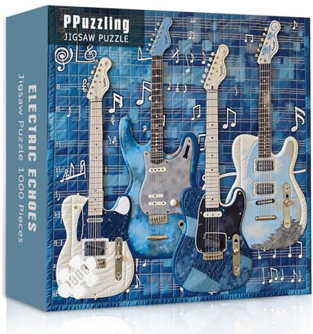 Guitar 1000 Piece Puzzle for Adults, Rock Cool Guitar Jigsaw Puzzles, Challenging Patchwork Art Music Puzzle as Home Decor