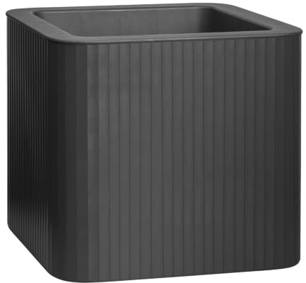 FLORUS Jive Square Stripe 40cm Jardinera - Anthracite | L 39 x An 39 x A 37.2 cm | Para uso en Exteriores | Plástico 100% reciclado