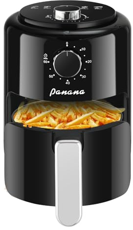 Panana Air Fryer Compact 2L Air Fryer 6 Preset Memus, Adjustable Temperature and Time, 800W, Non-stick Coating Plate, Space Saving Air Fryers For Quick Meals, Knob Control