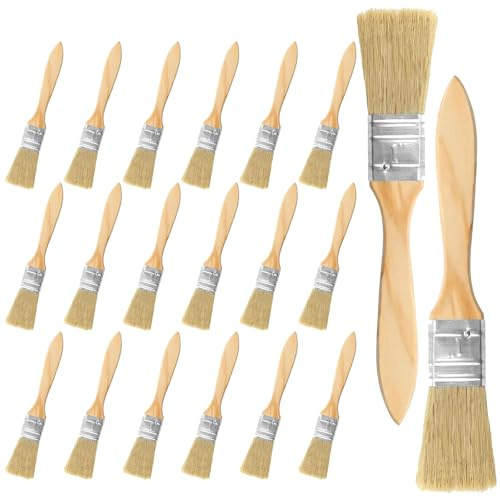 20 Pcs 1 Inch Paint Brush Set – Wooden Handle Paintbrushes for DIY, Furniture, Walls, Crafts, Stains, Varnishes, Glues – Disposable or Reusable Small Paint Brush for Home and Work Projects