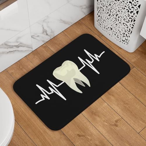 Zahn-Herzschlag Zahnarzt Dentalhygienikerin Hygiene Fussmatte rutschfest Schmutzfangmatte Saugfähig Duschvorleger Für Küche Badezimmer Flur 40X60Cm