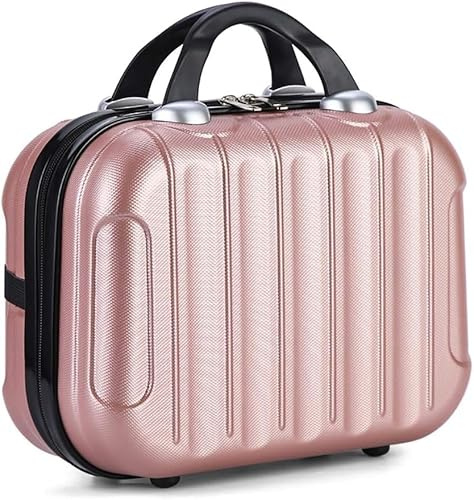 Vanity Case 32 * 14 * 23cm, with Elastic Band and Zipper, Portable Waterproof Suitcase Hard Shell Makeup Case, for Women Girl (Rose Gold)