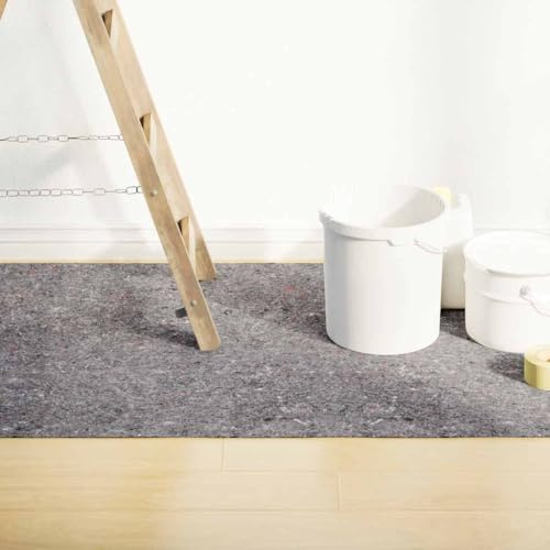 LoogCape Non-Slip Painting Fleece 2 Pieces 10 m Grey Floor Protection Mats for Renovation, Moving, Construction Site, Hallway, Kitchen, Parquet, Laminate, Vinyl, Tiles, Carpet, Furniture