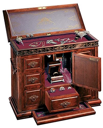 The Noble Collection The Lord of the Rings Middle Earth Treasure Chest - 12.6in (32 cm) Hardwood and Metal Jewellery Box - Officially Licensed Film Set Movie Props Gifts
