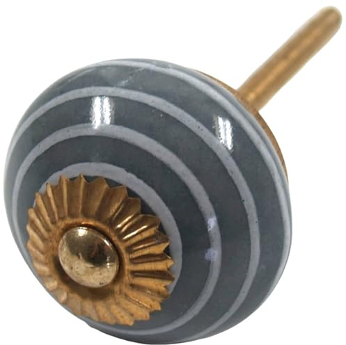 Keramik Möbelknopf, Möbelgriff, Schranktürknöpfe, handbemalt, Modell 24 | Durchmesser 3 cm, Gewinde M5, 4 cm lang, ideal für Schubladen.