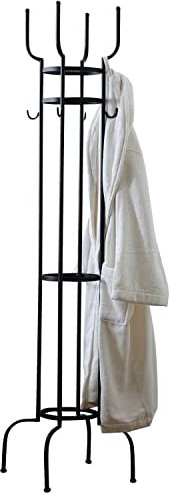 Loberon Kleiderständer York, klassischer Art-Déco-Stil, Schlichte, schmale Form, rundum mit praktischen Haken, Ordung, Aufbewahrung, Eisen, schwarz