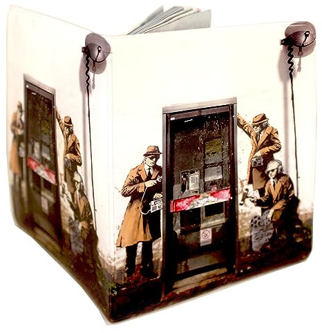 (30+ Designs) Passport Cover Holder Protector Wallet Case Mens Womens for Travel Holiday & Luggage Tag Options (Banksy Spy)