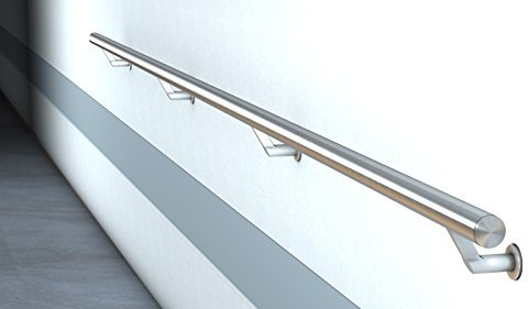 Edelstahl Handlauf V2A Fertighandlauf Geländer Treppe Griff 42,4x2 mit diagonale Träger (3,0 m - zweiteilig)