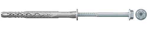 fischer Langschaftdübel SXRL 8 x 120 FUS, Dübel mit Sechskantschraube & angeformter U-Scheibe, Nylondübel für die Befestigung von Metallkonstruktionen, 50 Stück
