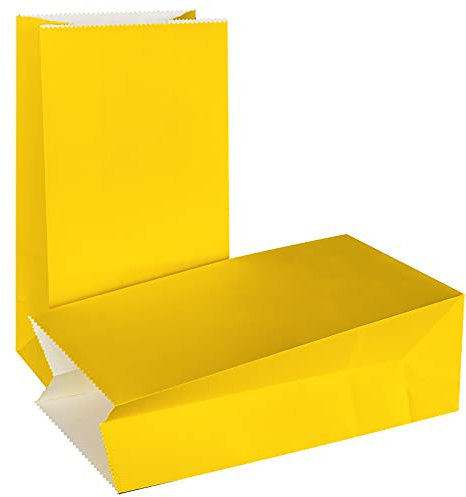 KEYYOOMY Kleine Papiertüten in leuchtenden Farben, Gelb, 50 Stück, 11,9 x 6,1 x 2,4 cm