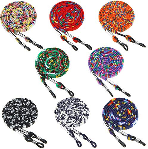 8 Stücke Brillenhalter Gurt Brillenkette Brillenband Lanyard für Frauen Männer (Auffällige Farben)