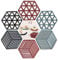 VEGCOO Silicone Table Mat, 6PCS Trivet Non-Slip Pot Holder Coasters Cup Mat for Kitchen Table, Pad Hot Pads, Spoon Rest, Cooking & Dining (3 diamonds + 3 stripes)