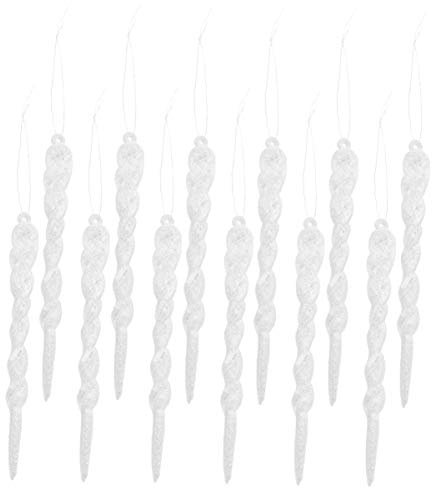 PRETYZOOM Pack of 12 Christmas Icicle Ornaments Plastic Hanging Icicles Christmas Decoration Christmas Tree Decoration Christmas Tree Pendant Christmas Party Decoration Ornament White