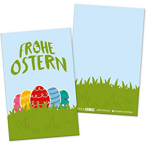 itenga 24 x Geschenkekärtchen Frohe Ostern im Visitenkartenformat Mini Osterkarte Ostereier bunt Geschenkanhänger für kurze Texte Namensschild