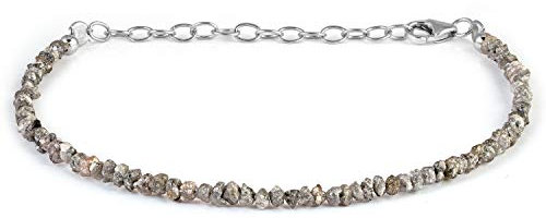2–3 mm Rohdiamant-Armband, raues Diamant-Armband, graues Diamant-Armband, ungeschliffene Diamant-Armbänder, Diamant-Armbänder, natürliches Diamant-Armband, 22 cm, Stein