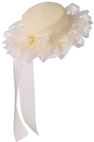 COSDREAMER Sombrero de encaje con lazo, para fiestas de té, para verano, playa, vacaciones (Bgige)