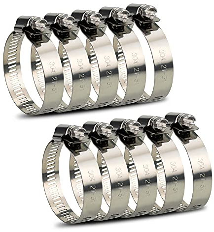InduSKY Schlauchschelle Set 27-51mm Einstellbare Edelstahl Schlauch Clips Rohrschellen Schlauchklemmen Sortiment Kit für Haus Gas Rohr, Wasser Rohr, Tank, Automobil-Tubing 10 Stücke (27-51mm)