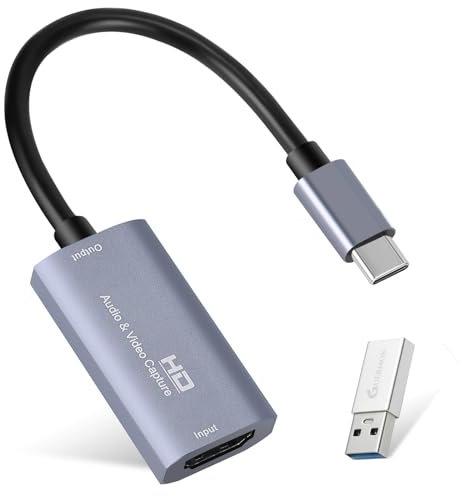 Video Capture Karte, Guermok USB 3.0 HDMI zu USB C Audio Capture Karte, 4K 1080p60fps Capture Geräte für Gaming Live Streaming Video Recorder, funktioniert für Windows Mac OS System für Switch