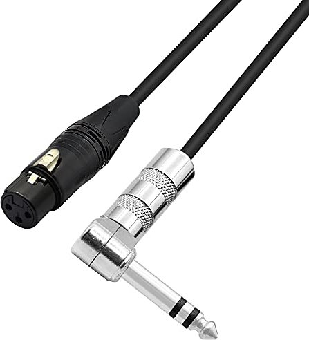 PNGKNYOCN 1/4 to XLR Cable 90 Degree Right Angle 6.35 mm TRS Male Plug to XLR Female Jack Audio Stereo Microphone Cable for Speakers, Stage, DJ and More (0.5M)