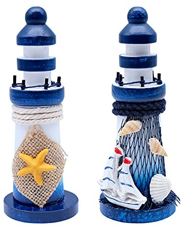 JLNGTHONG 2pcs Lighthouse Ornaments Mediterranean Style Resin Crafts Model for Home Bathroom Wedding Office Garden Decorations