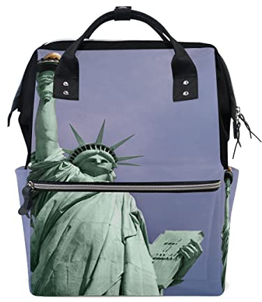 LDIYEU Blaue New Yorker Statue Einkaufstasche Faltbar Wiederverwendbare Tragbare Aufbewahrung Stofftasche Dauerhaft Handtasche für Frauen Mädchen